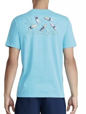 IZOD Saltwater Graphic Tee L Blue Surf Short Sleeve T-Shirt Coastal Cruise Beach